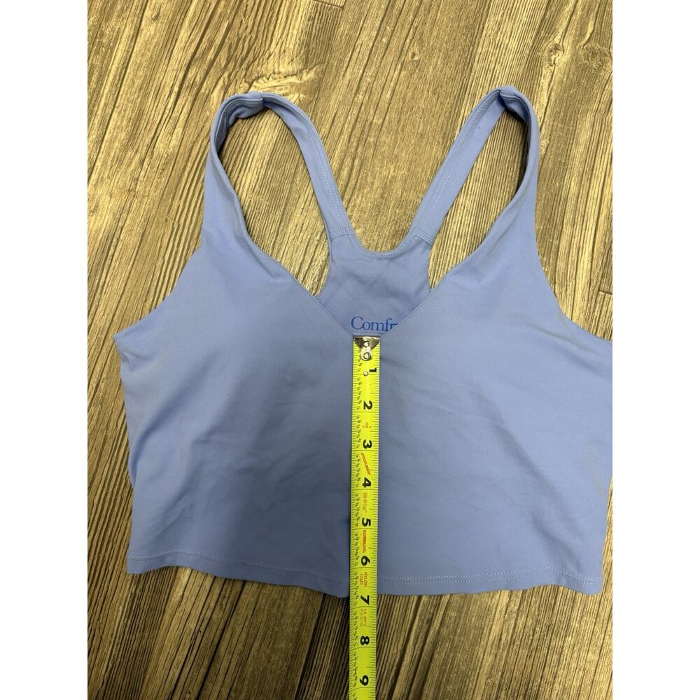 Comfrt Womens Blue Cropped Racerback Tank Top Sports Bra Built-in Shelf Bra S - Picture 7 of 9
